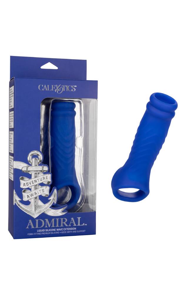Cal Exotics - Admiral - Liquid Silicone Wave Penis Extension - Blue Sex Toy - Tophatter Daily Deals