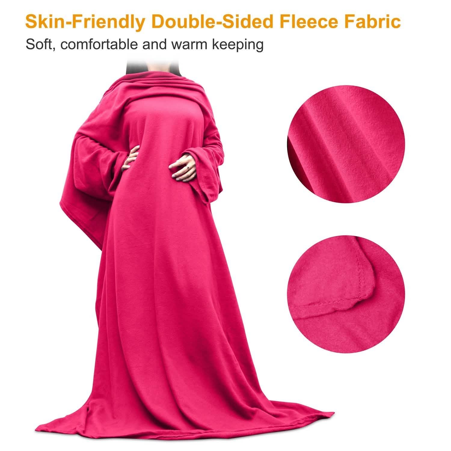 Wearable Fleece Blanket with Sleeves Women's Loungewear - Tophatter Daily Deals