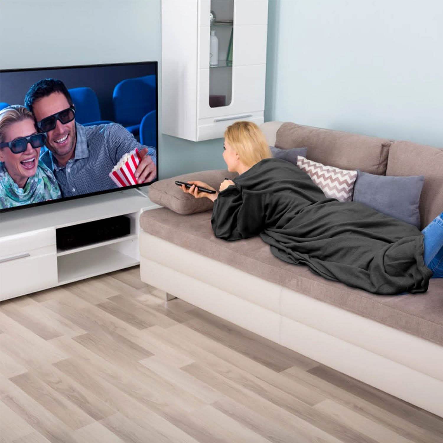 Wearable Fleece Blanket with Sleeves Women's Loungewear - Tophatter Daily Deals