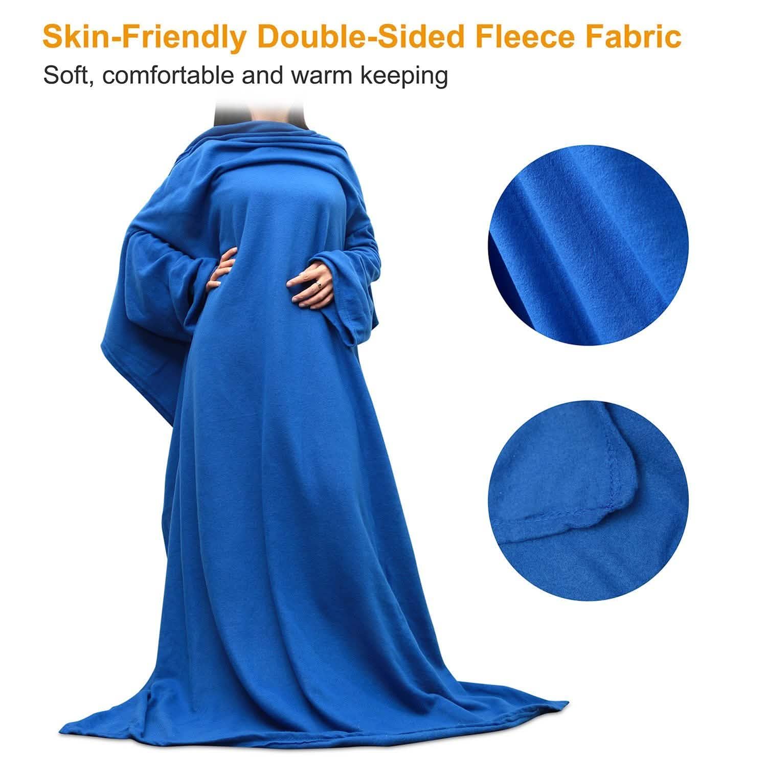 Wearable Fleece Blanket with Sleeves Women's Loungewear - Tophatter Daily Deals