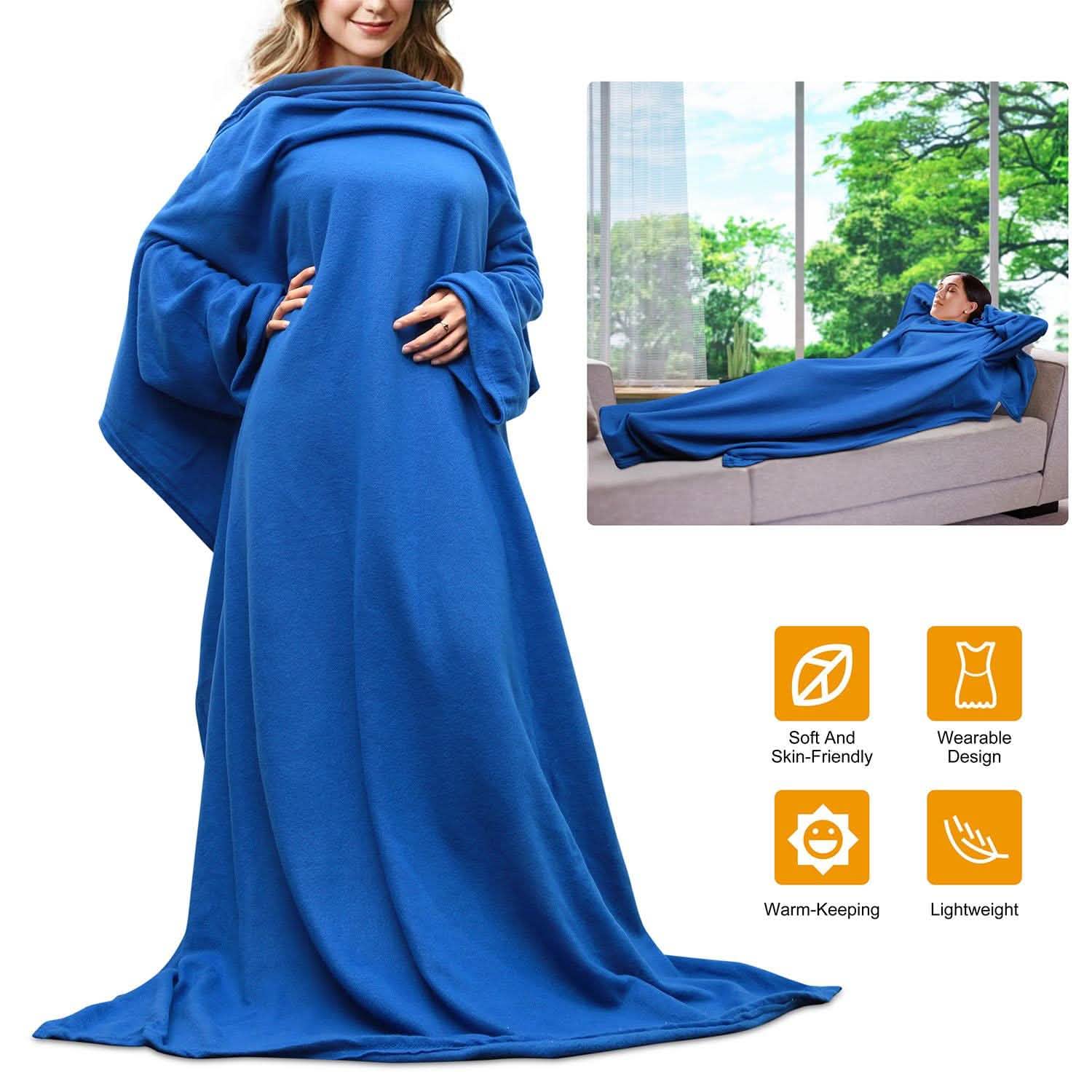 Wearable Fleece Blanket with Sleeves Women's Loungewear - Tophatter Daily Deals