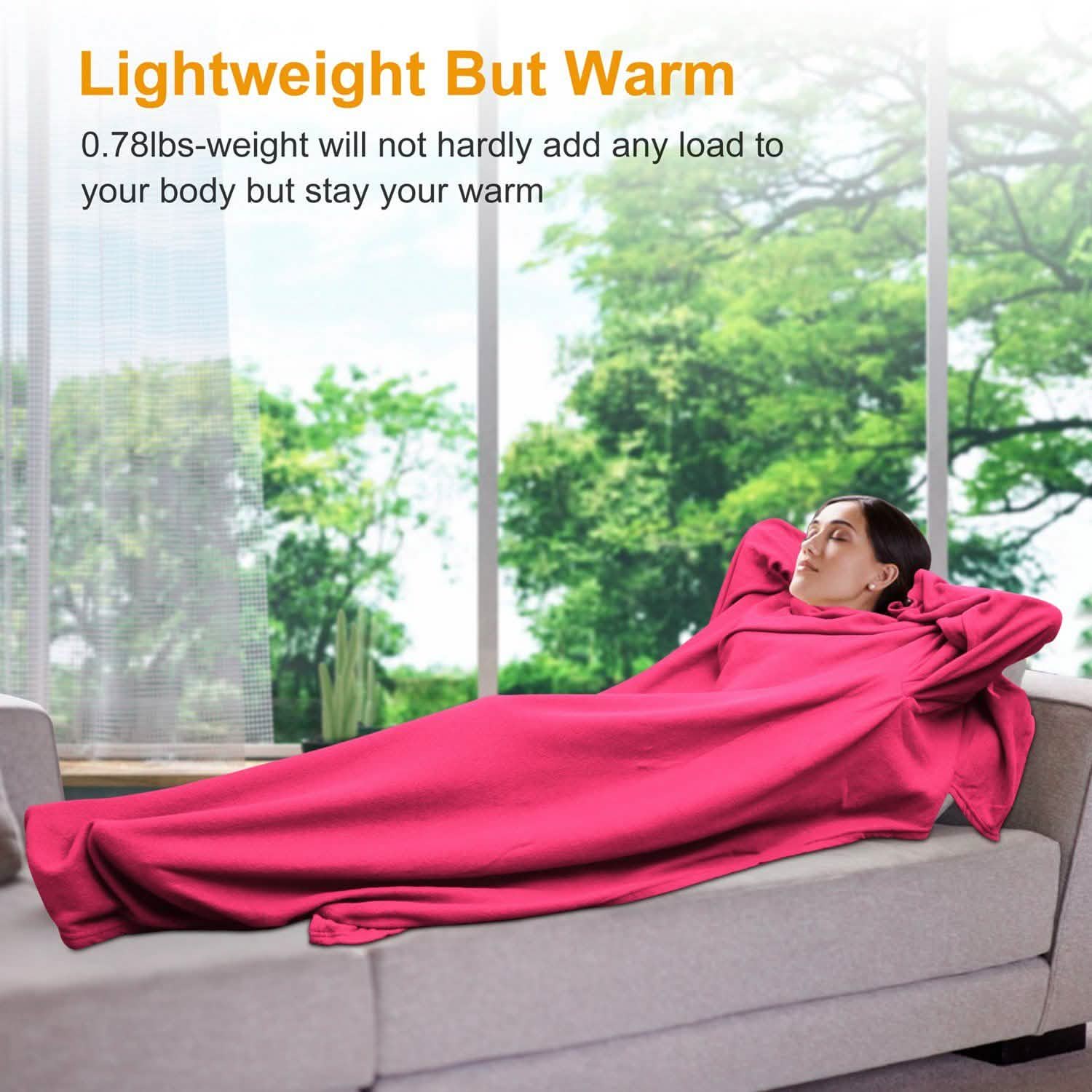 Wearable Fleece Blanket with Sleeves Women's Loungewear - Tophatter Daily Deals