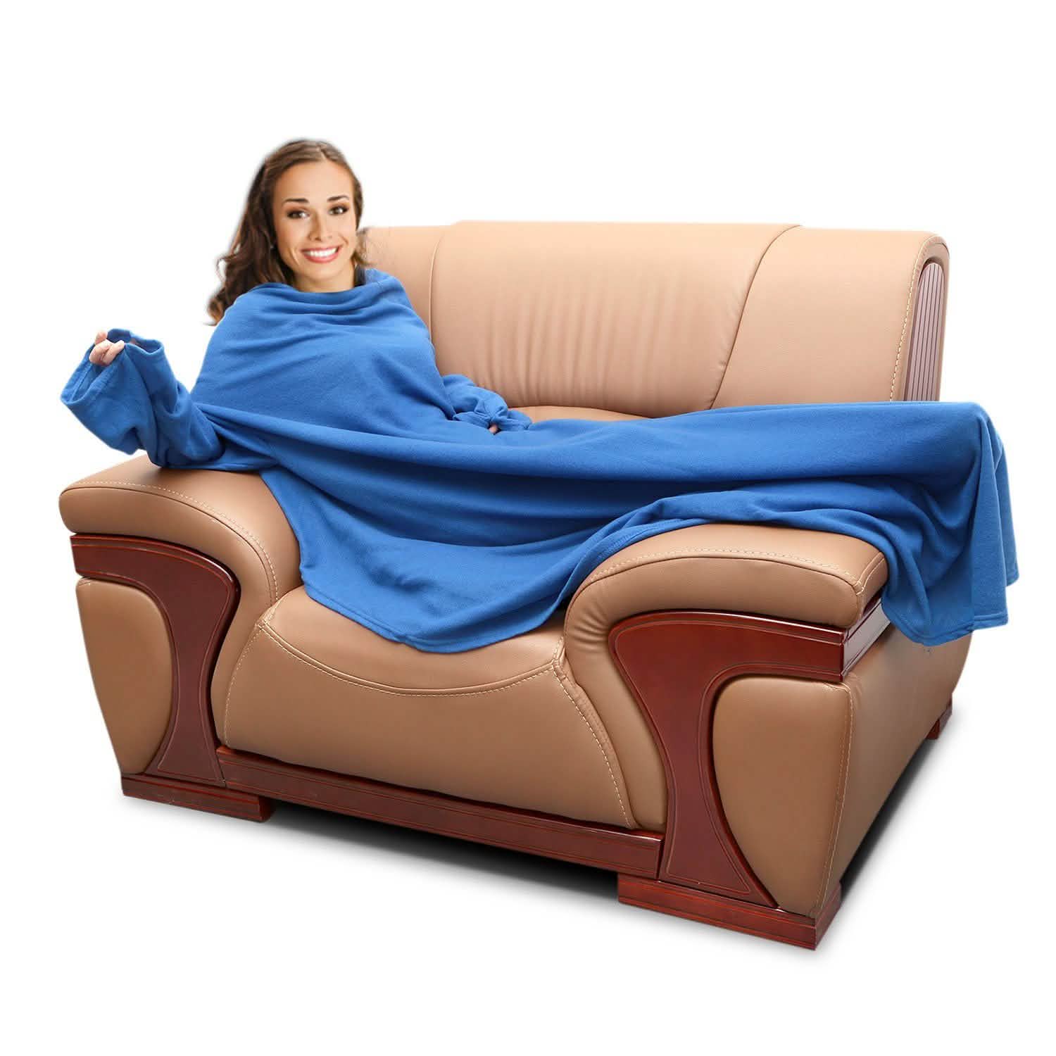Wearable Fleece Blanket with Sleeves Women's Loungewear - Tophatter Daily Deals