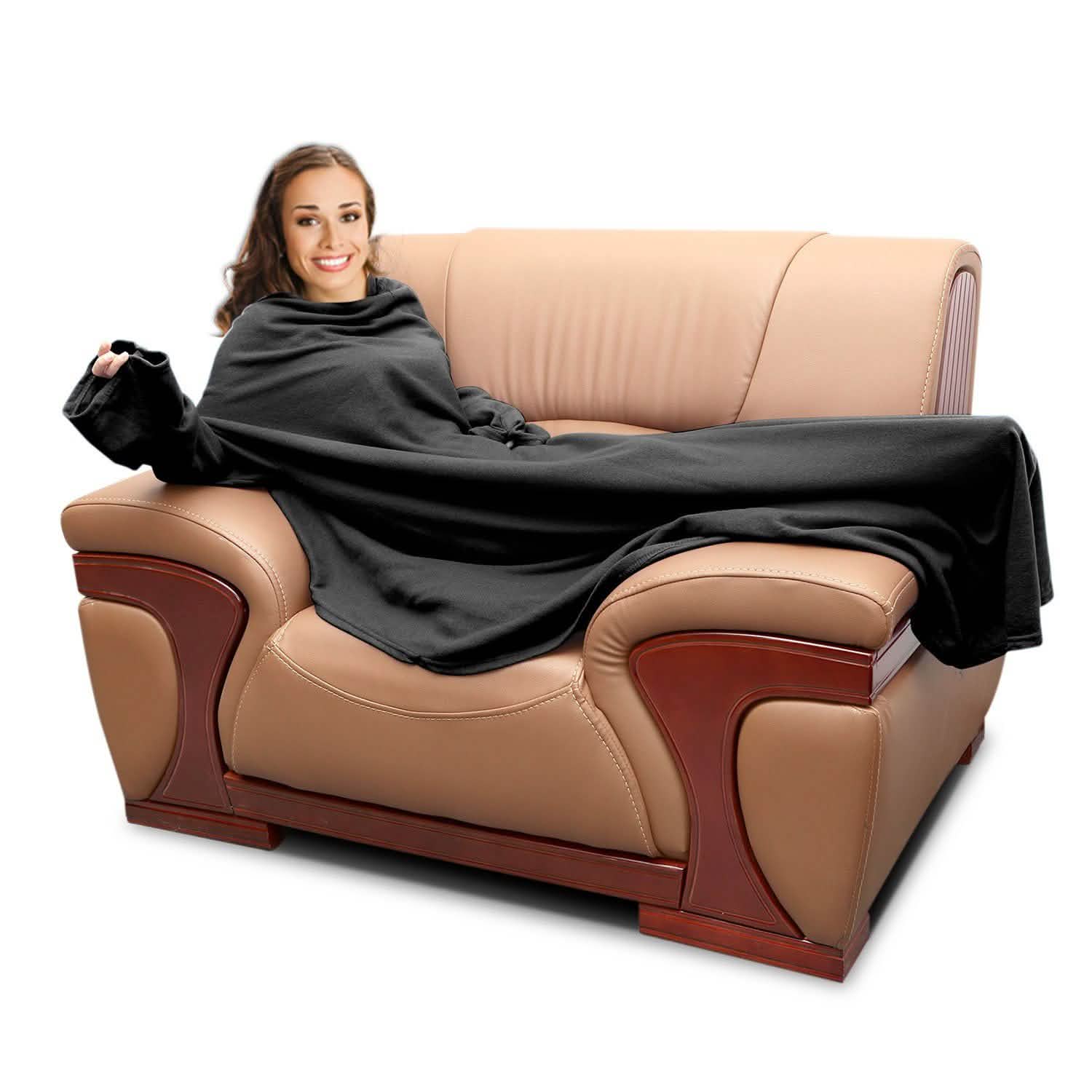 Wearable Fleece Blanket with Sleeves Women's Loungewear - Tophatter Daily Deals