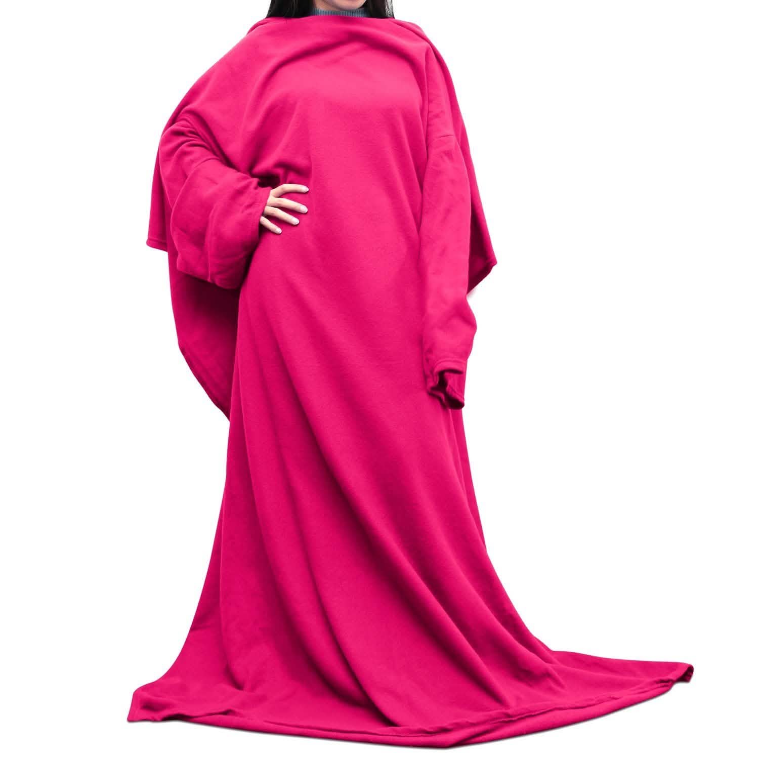 Wearable Fleece Blanket with Sleeves Red Women's Loungewear - Tophatter Daily Deals