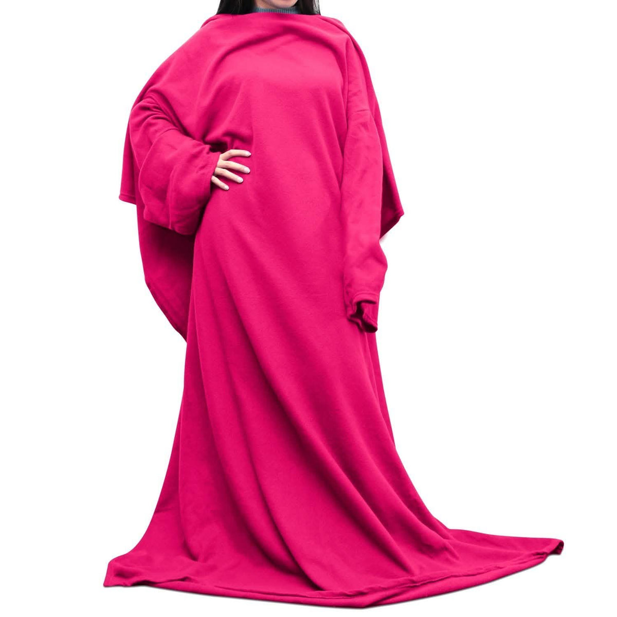 Wearable Fleece Blanket with Sleeves Red Women's Loungewear - Tophatter Daily Deals