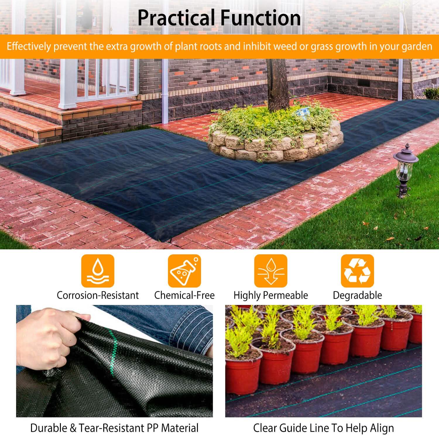 Weed Barrier Landscape Gardening Mat Fabric Woven Garden & Patio - Tophatter Daily Deals