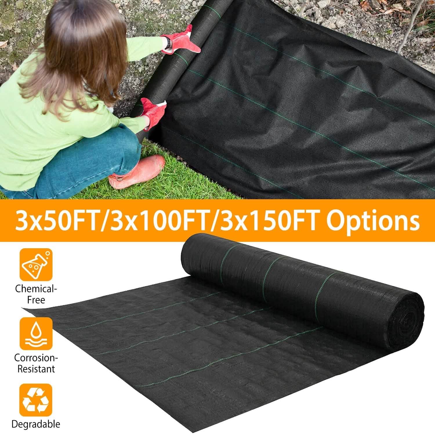 Weed Barrier Landscape Gardening Mat Fabric Woven Garden & Patio - Tophatter Daily Deals