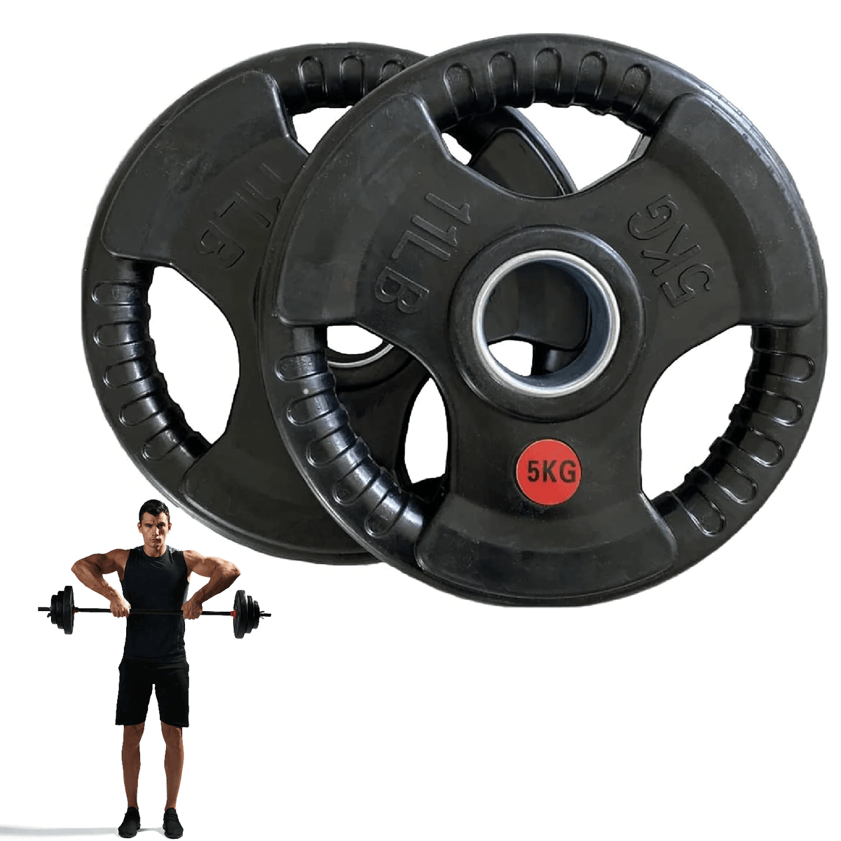 Weight Plates Set - Cast Iron 2" Hole Disc Dumbbell Olympic Barbell Weights Pair Exercise & Fitness - Tophatter Daily Deals