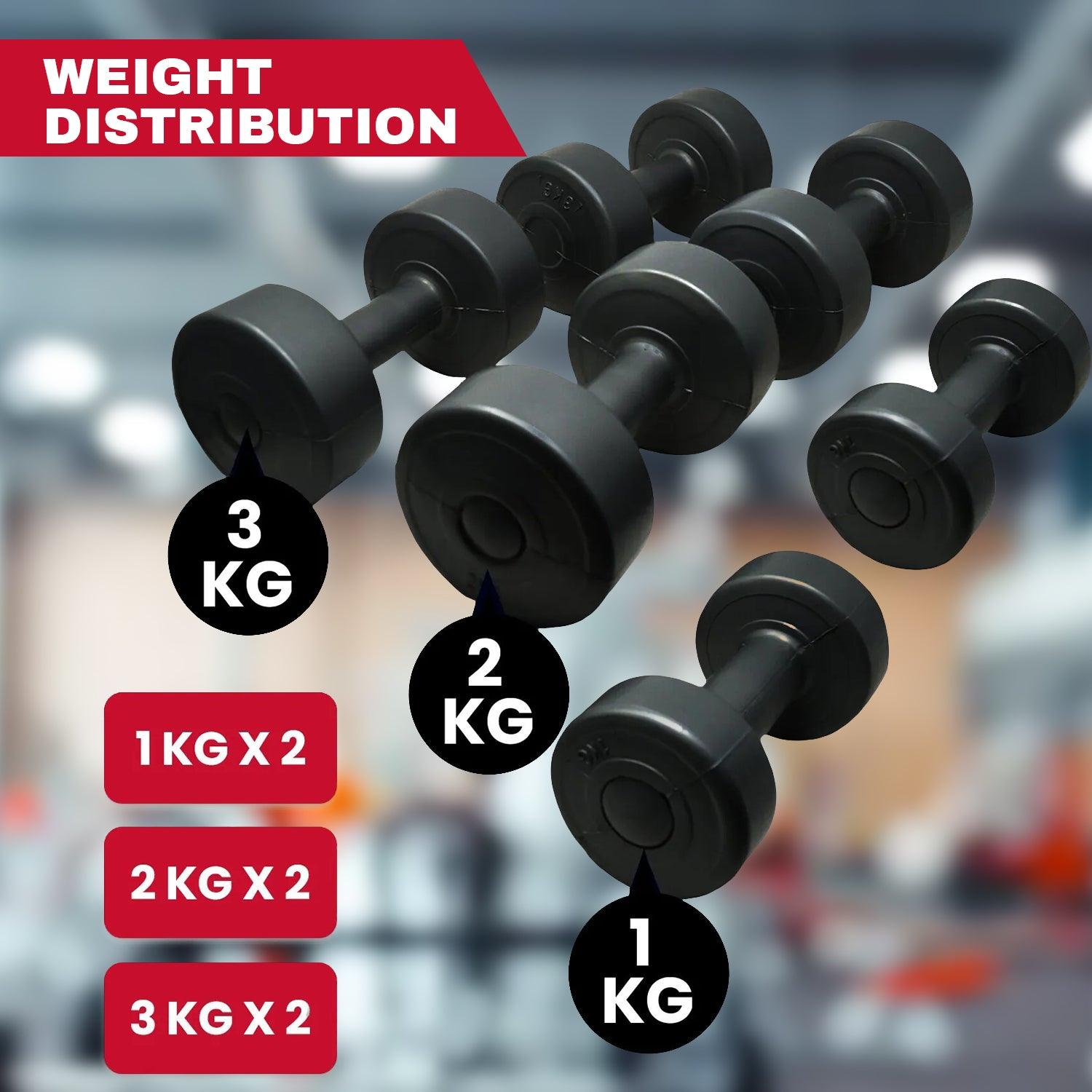 Dumbbell Set with Rack - 12kg Weights Set With Stand Rack Aerobics Gym Class Workout Exercise & Fitness - Tophatter Daily Deals