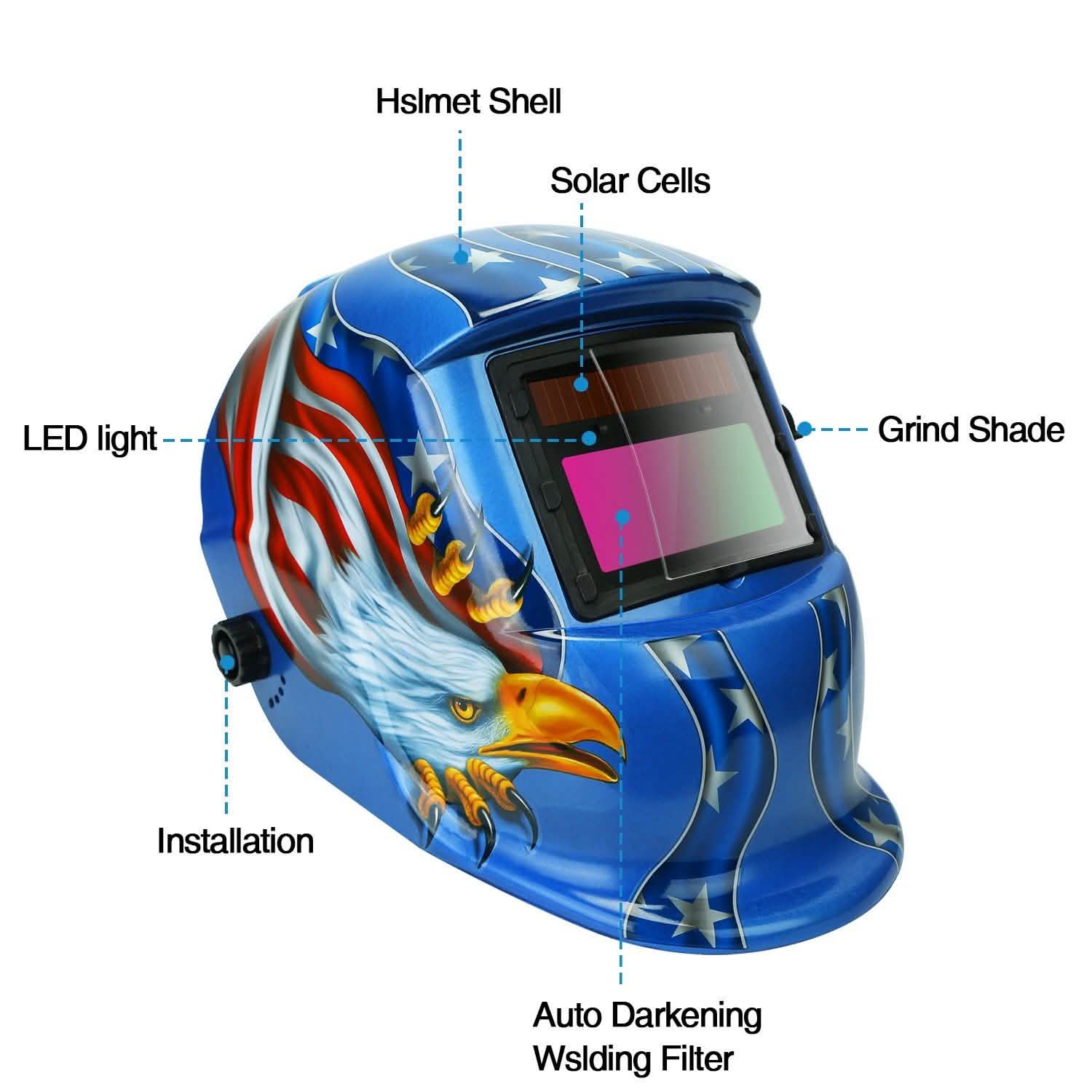 Welding Helmet Solar Powered Auto Darkening Hood with Adjustable Wide Shade Everything Else - Tophatter Daily Deals