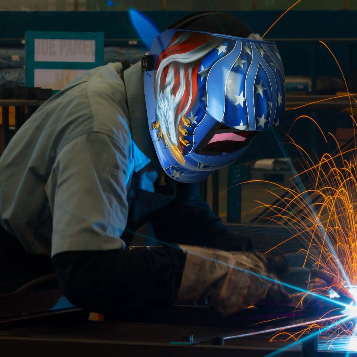 Welding Helmet Solar Powered Auto Darkening Hood with Adjustable Wide Shade Everything Else - Tophatter Daily Deals