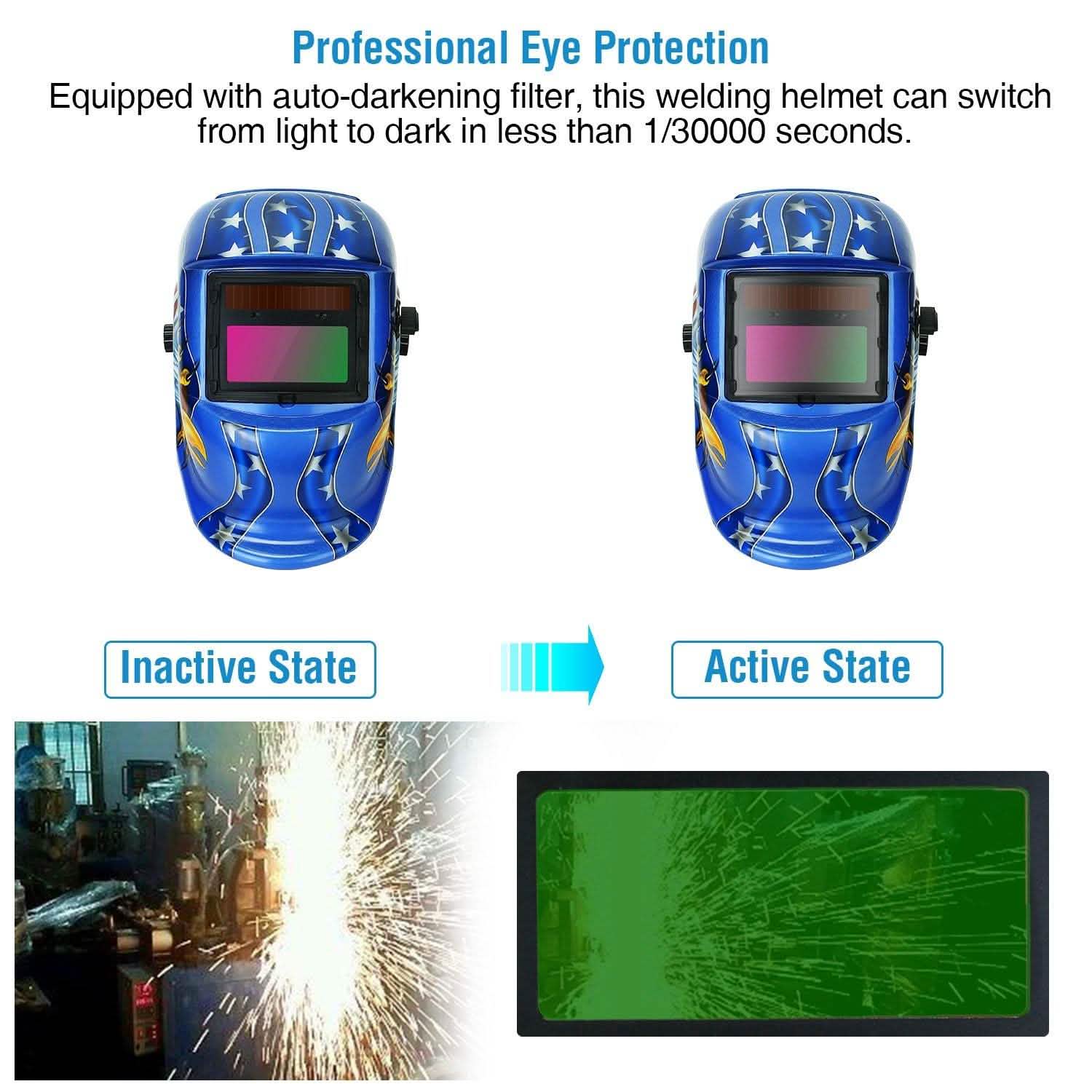 Welding Helmet Solar Powered Auto Darkening Hood with Adjustable Wide Shade Everything Else - Tophatter Daily Deals