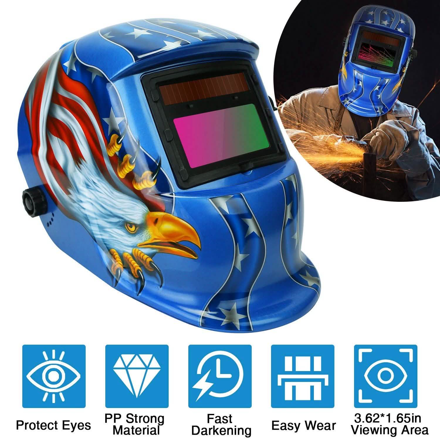 Welding Helmet Solar Powered Auto Darkening Hood with Adjustable Wide Shade Everything Else - Tophatter Daily Deals