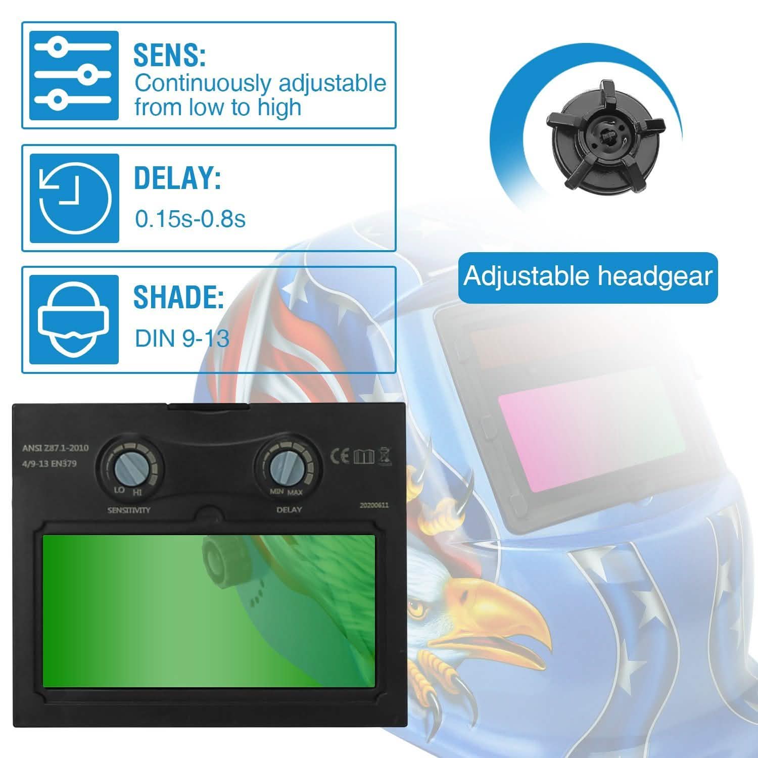 Welding Helmet Solar Powered Auto Darkening Hood with Adjustable Wide Shade Everything Else - Tophatter Daily Deals