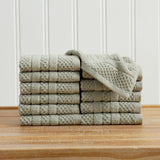 100% Cotton Checkered Jacquard Bath Towel Set - Giuliana Collection Washcloth (Pack of 12) Eucalyptus Bath - Tophatter Daily Deals