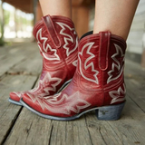 Durable Women's Western Boots - Mid Calf, Leather, Casual Red - Tophatter Daily Deals