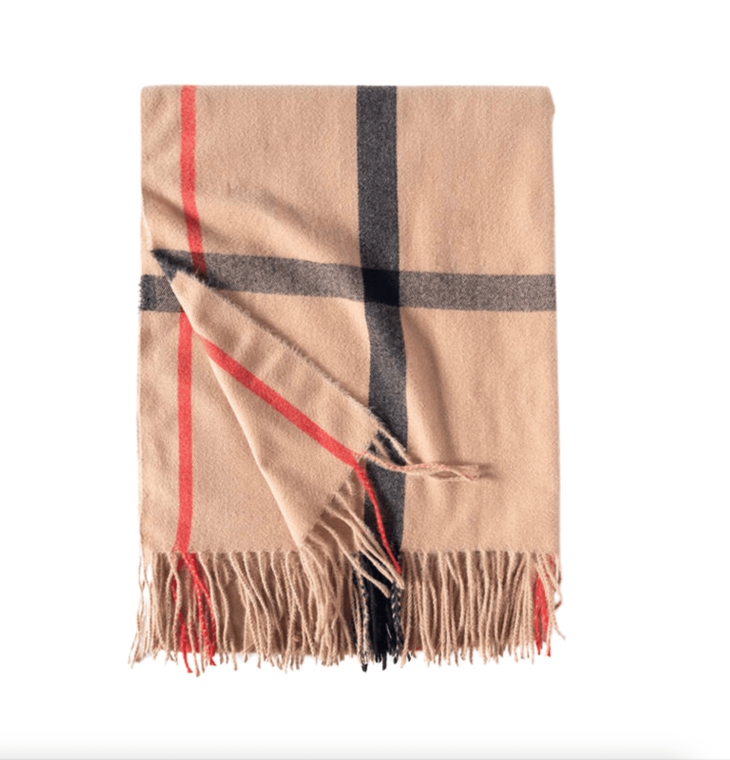 Beige Black And Red Plaid Scarf Multi Scarves - Tophatter Daily Deals