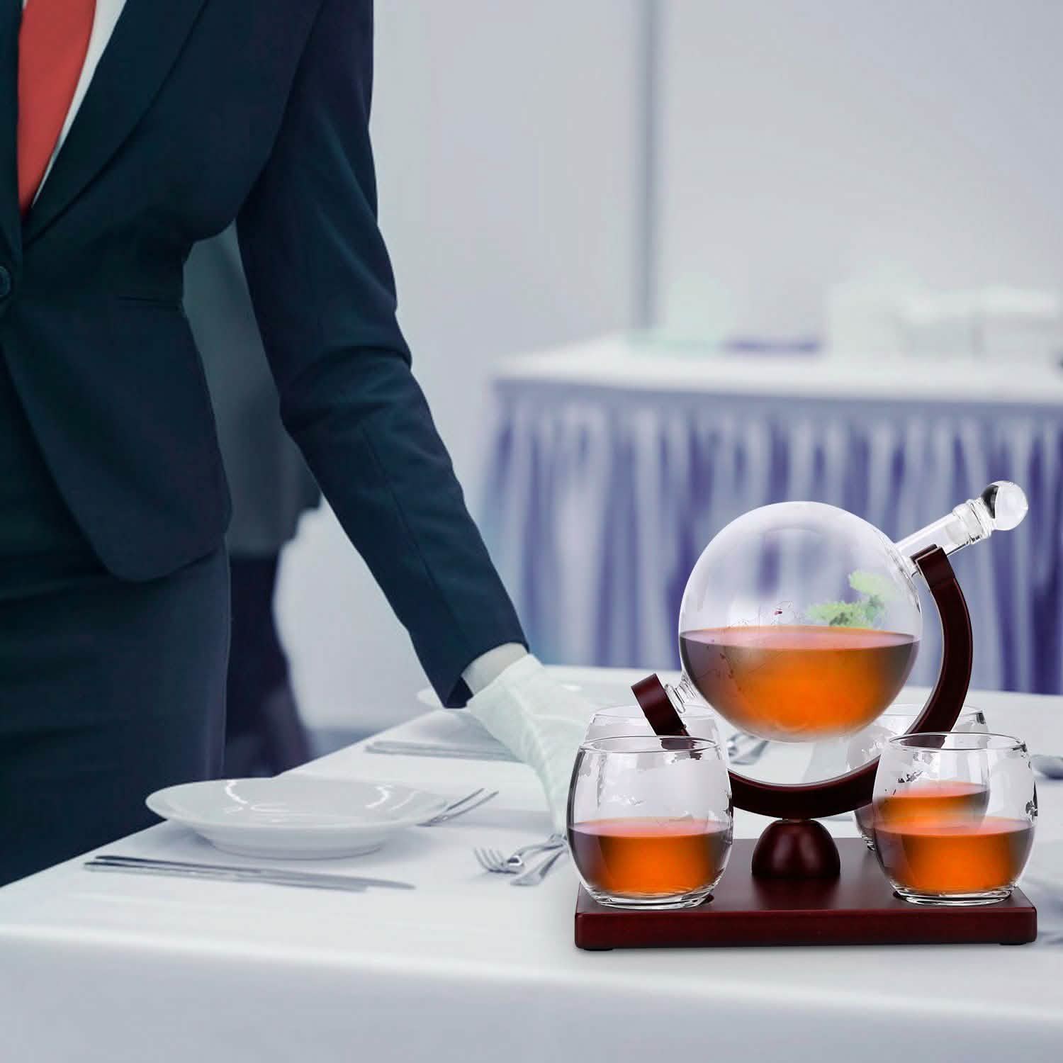 Whiskey Decanter Globe Set Wine & Dining - Tophatter Daily Deals