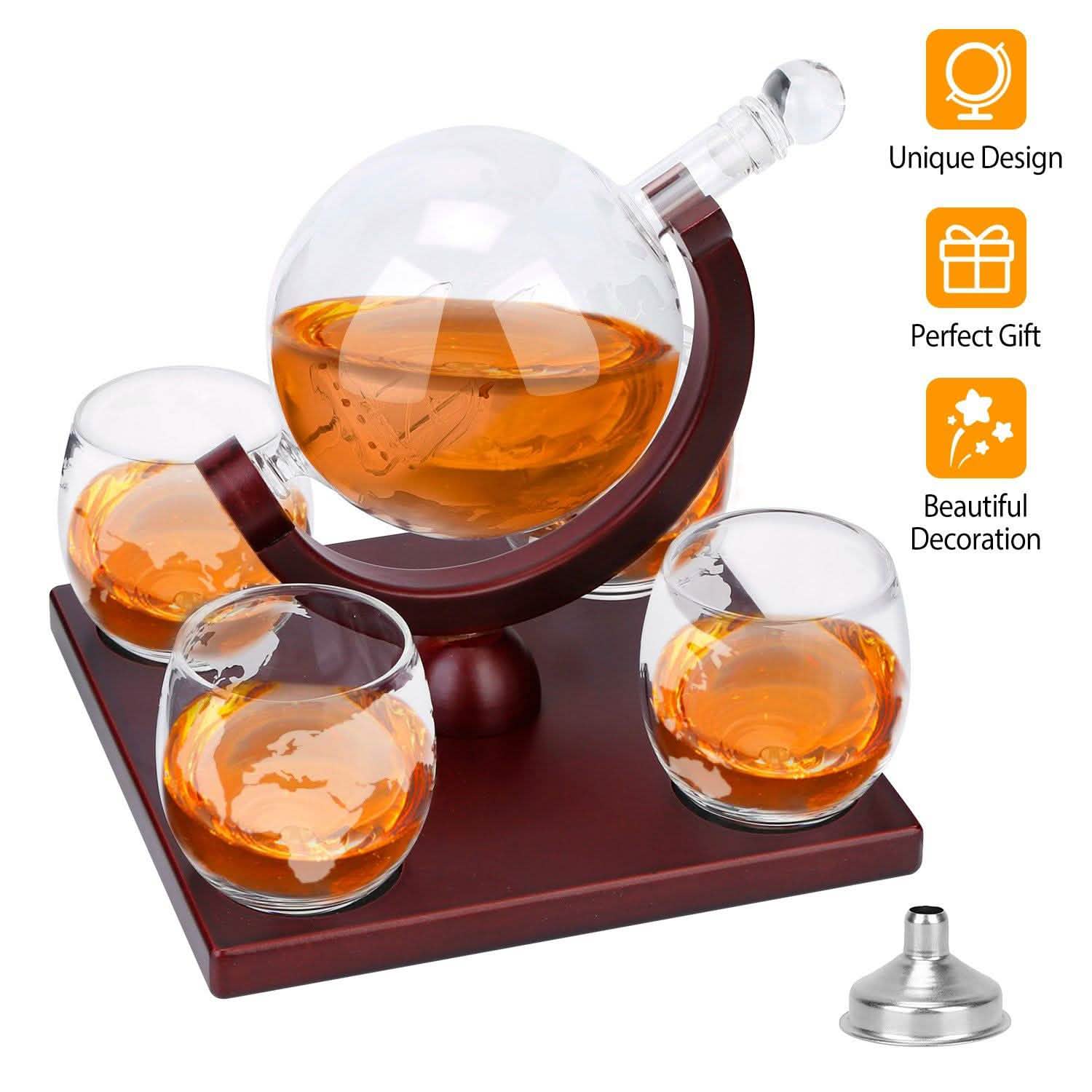 Whiskey Decanter Globe Set Wine & Dining - Tophatter Daily Deals