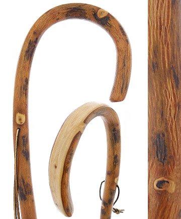 Nature-Designed Hickory Crook Cane: Rustic Natural Wood Walking Sticks - Tophatter Daily Deals