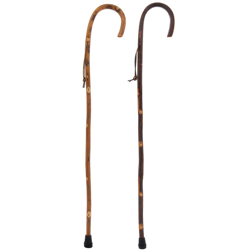 Nature-Designed Hickory Crook Cane: Rustic Natural Wood Walking Sticks - Tophatter Daily Deals
