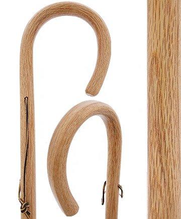 Classic Oak Crook Cane: Natural Rustic Elegance Walking Sticks - Tophatter Daily Deals