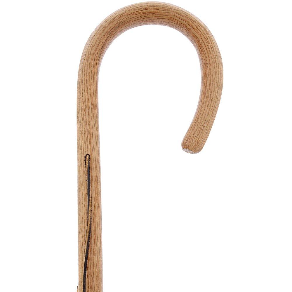 Classic Oak Crook Cane: Natural Rustic Elegance Walking Sticks - Tophatter Daily Deals