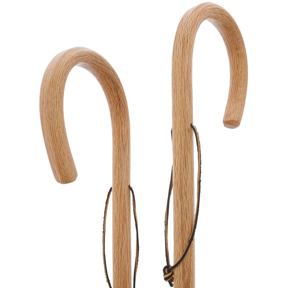Classic Oak Crook Cane: Natural Rustic Elegance Walking Sticks - Tophatter Daily Deals