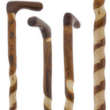 Elegant Spiral & Natural Bark Cane: Hickory & Walnut Craft Walking Sticks - Tophatter Daily Deals