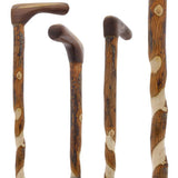 Elegant Spiral & Natural Bark Cane: Hickory & Walnut Craft Walking Sticks - Tophatter Daily Deals