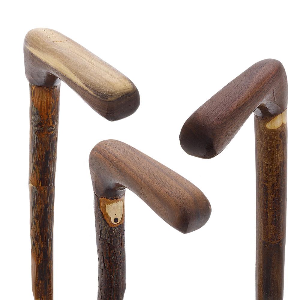 Elegant Spiral & Natural Bark Cane: Hickory & Walnut Craft Walking Sticks - Tophatter Daily Deals