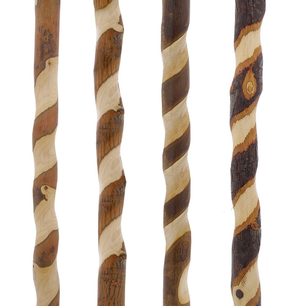 Elegant Spiral & Natural Bark Cane: Hickory & Walnut Craft Walking Sticks - Tophatter Daily Deals