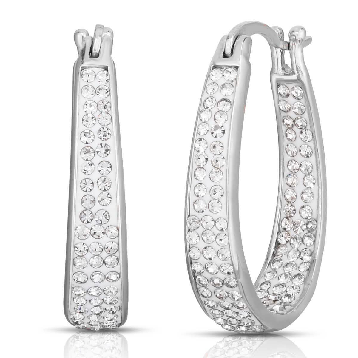 White Inside Out Hoops with Free 2.00 CT Studs Earrings - Tophatter Daily Deals