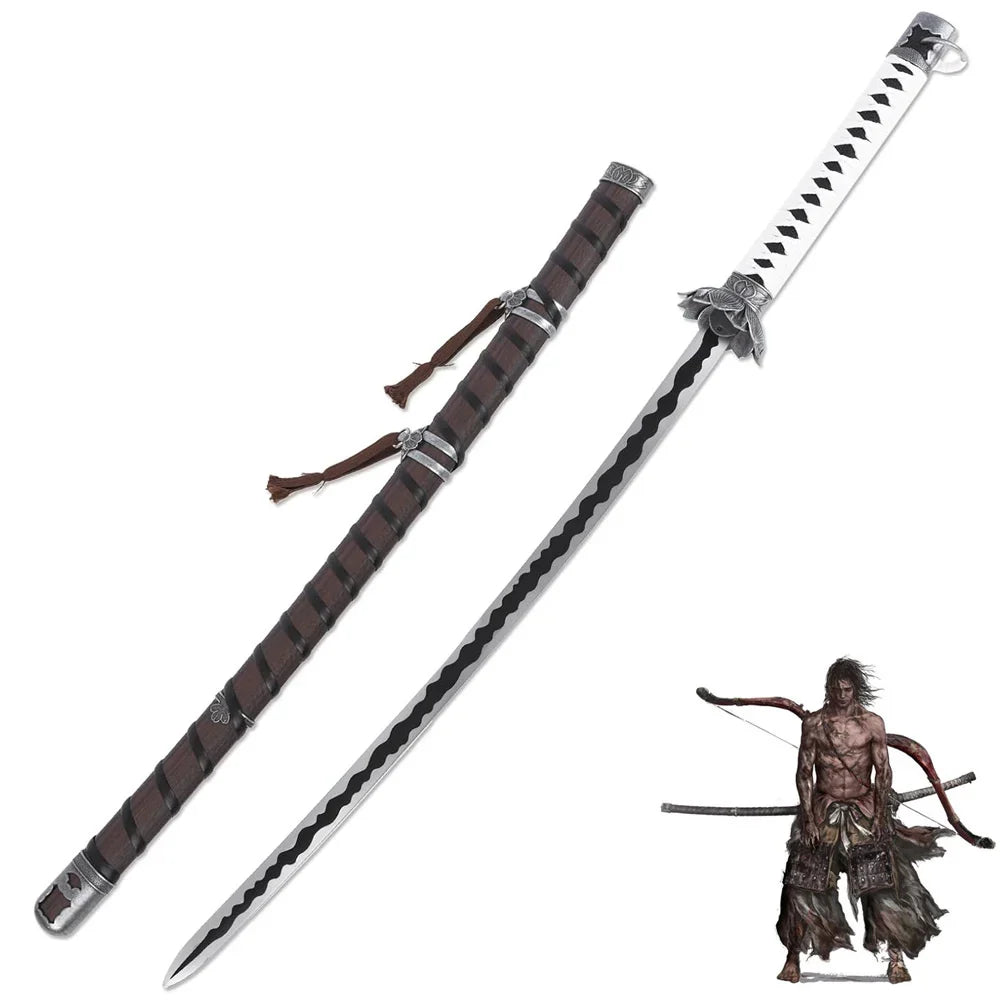 Sekiro - White Lotus Sword - Genichiro Ashina Mortal Blade Display (Straight Blade) Katana Sword - Tophatter Daily Deals