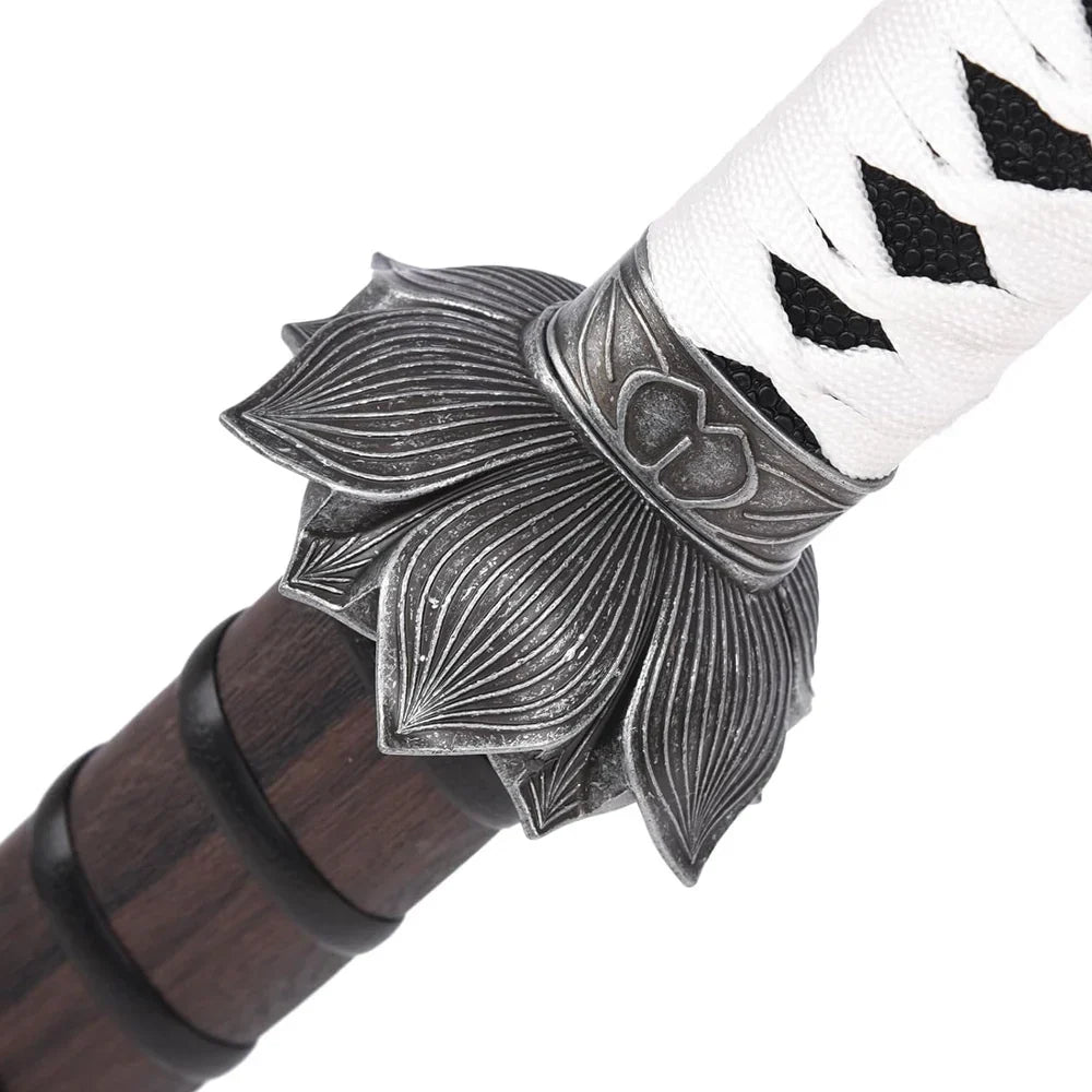 Sekiro - White Lotus Sword - Genichiro Ashina Mortal Blade Display (Straight Blade) Katana Sword - Tophatter Daily Deals