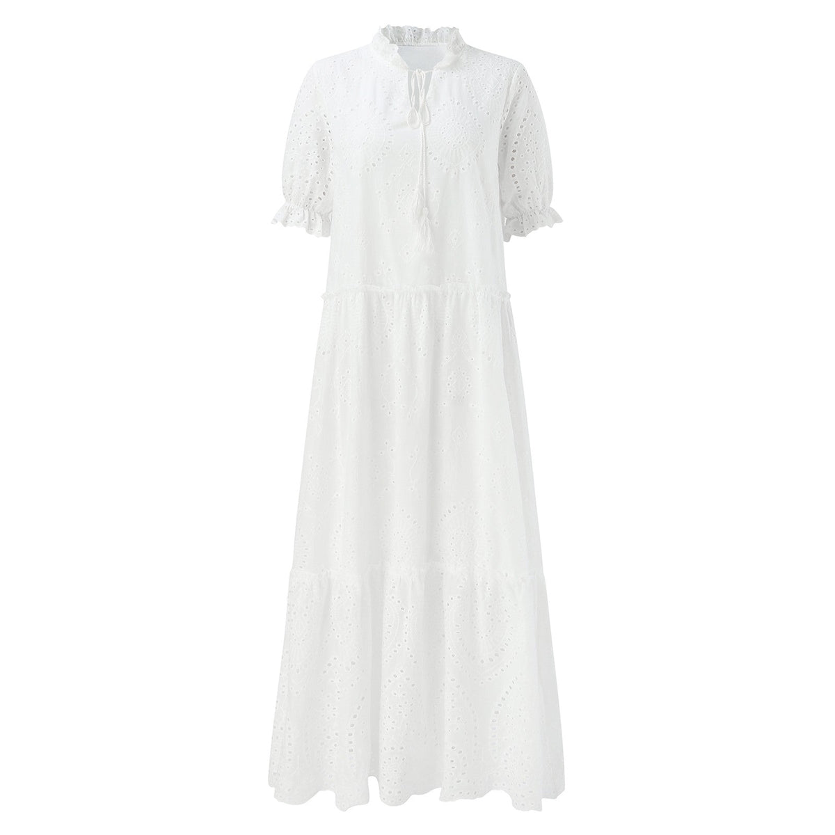 White Plus Size Ruffle Dress Midi Dresses - Tophatter Daily Deals