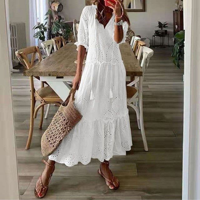 White Plus Size Ruffle Dress White Midi Dresses - Tophatter Daily Deals