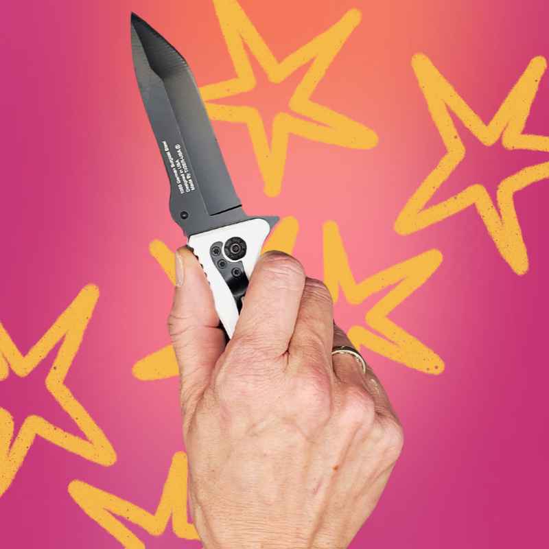 White Tanto Blade Auto Safety Survival Knife Knives & Knuckles - Tophatter Daily Deals