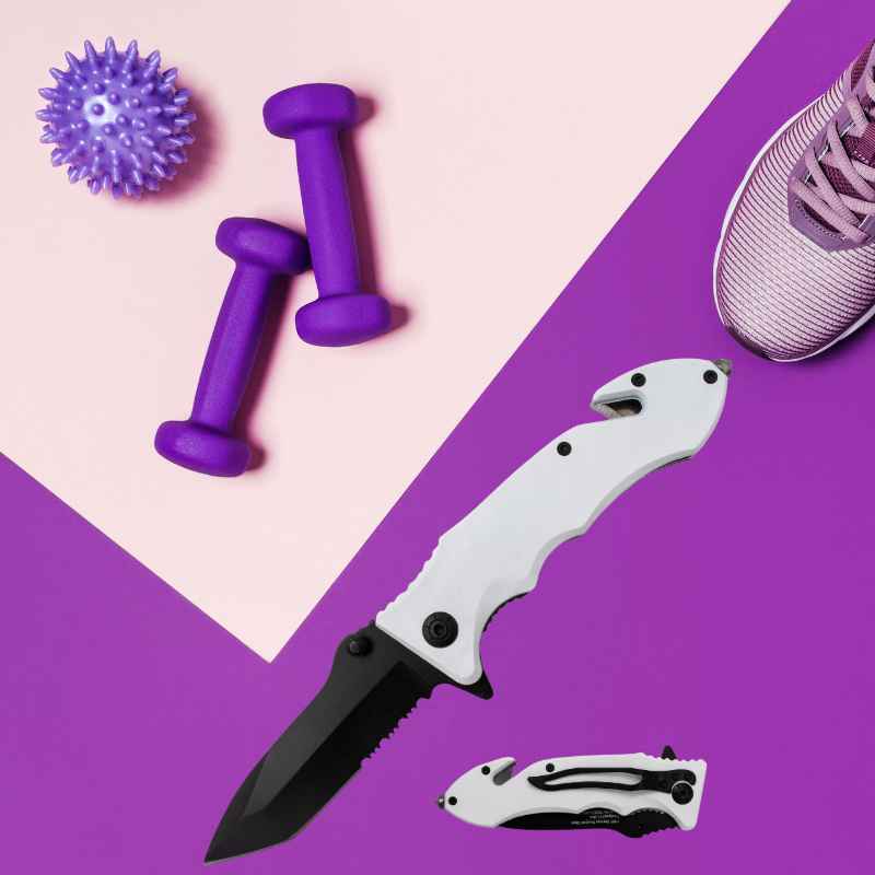 White Tanto Blade Auto Safety Survival Knife Knives & Knuckles - Tophatter Daily Deals