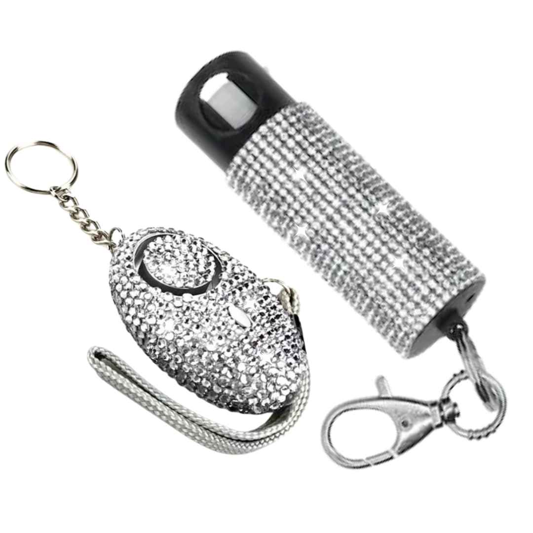 Bling Boss Rhinestone Pepper Spray and Panic Alarm Self-Defense Keychain Set White Package Deals - Tophatter Daily Deals