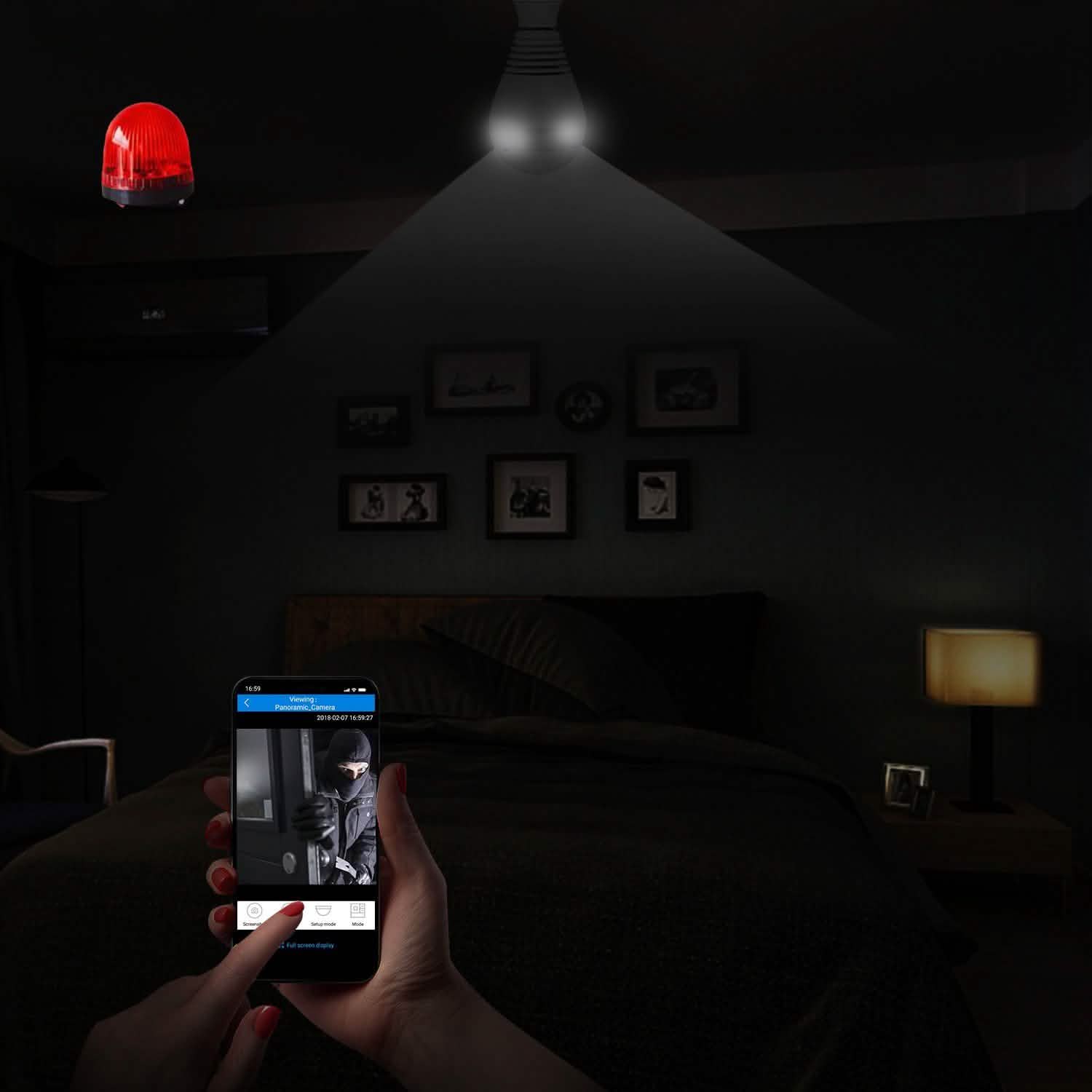 WiFi Light Bulb Camera 960P Security Camera 360° Smart Home & Security - Tophatter Daily Deals