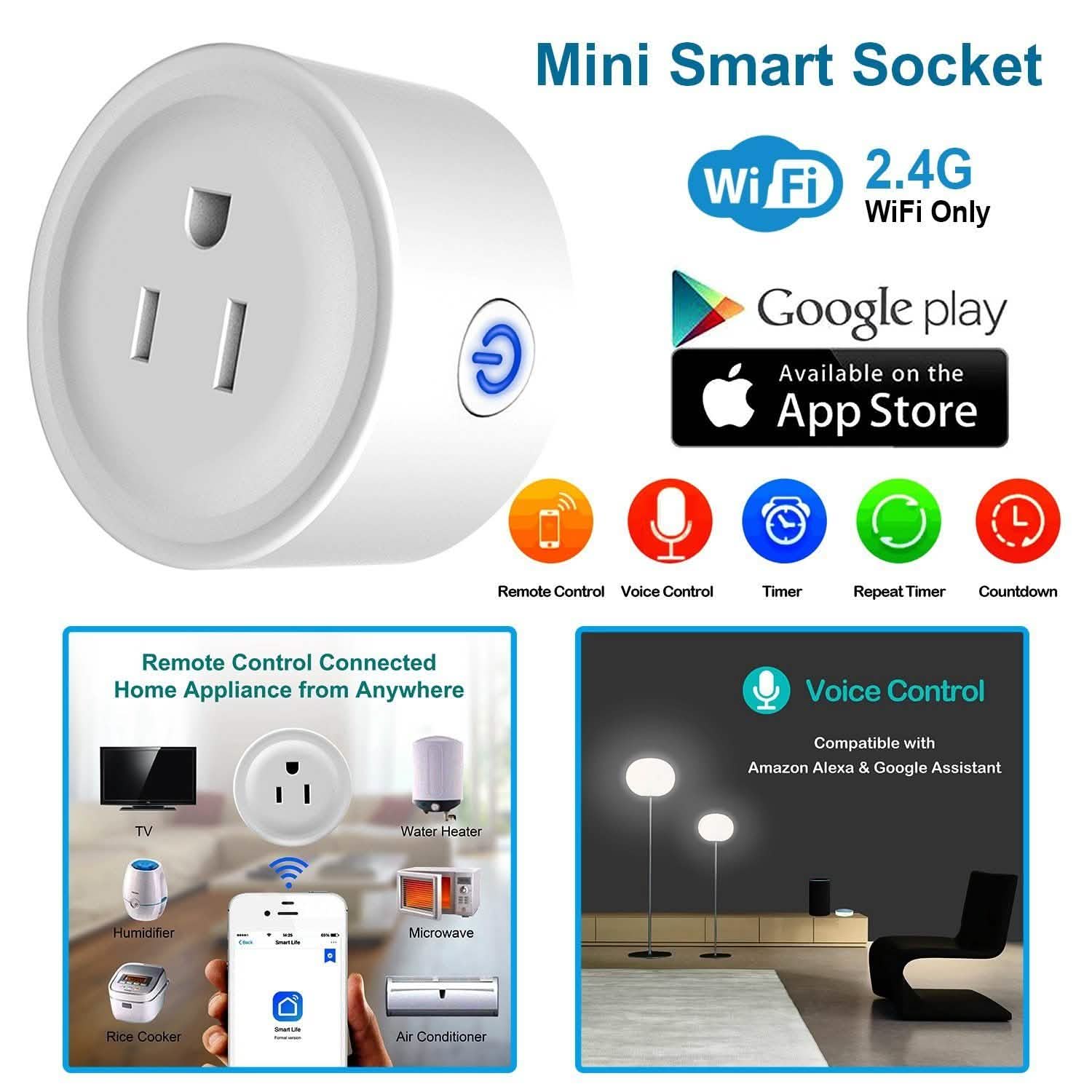 WiFi Smart Socket APP Plug Outlet Remote Smart Home & Security - Tophatter Daily Deals