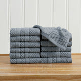 100% Cotton Checkered Jacquard Bath Towel Set - Giuliana Collection Washcloth (Pack of 12) Blue Bath - Tophatter Daily Deals