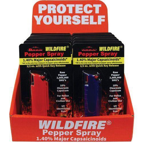 12) Wild Fire Mixed Colors Pepper Sprays with Display Self Defense - Tophatter Daily Deals