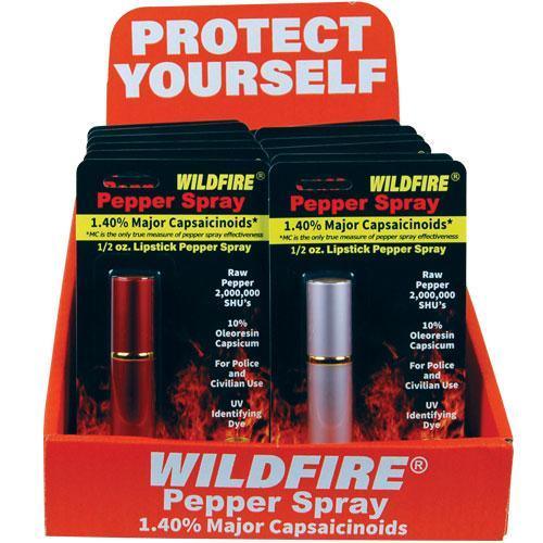 12) Mixed Colors Wildfire Lipstick Spray with Counter Display Self Defense - Tophatter Daily Deals