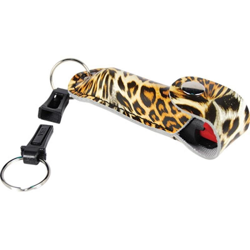 Pepper Shot 10% OC Self Defense Pepper Spray Leopard Holster Key Chain Orange Pepper Spray - Tophatter Daily Deals
