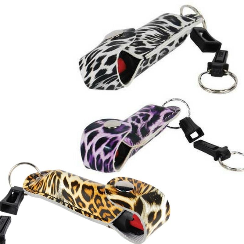 Pepper Shot 10% OC Self Defense Pepper Spray Leopard Holster Key Chain Pepper Spray - Tophatter Daily Deals