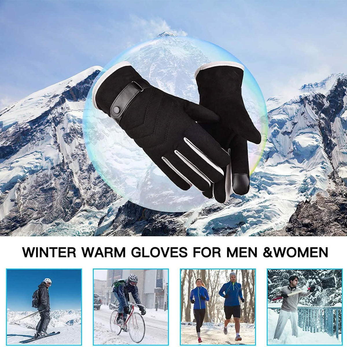 Windproof Thermal Gloves for Cold Weather Anti-Slip Gloves Outdoor Recreation - Tophatter Daily Deals