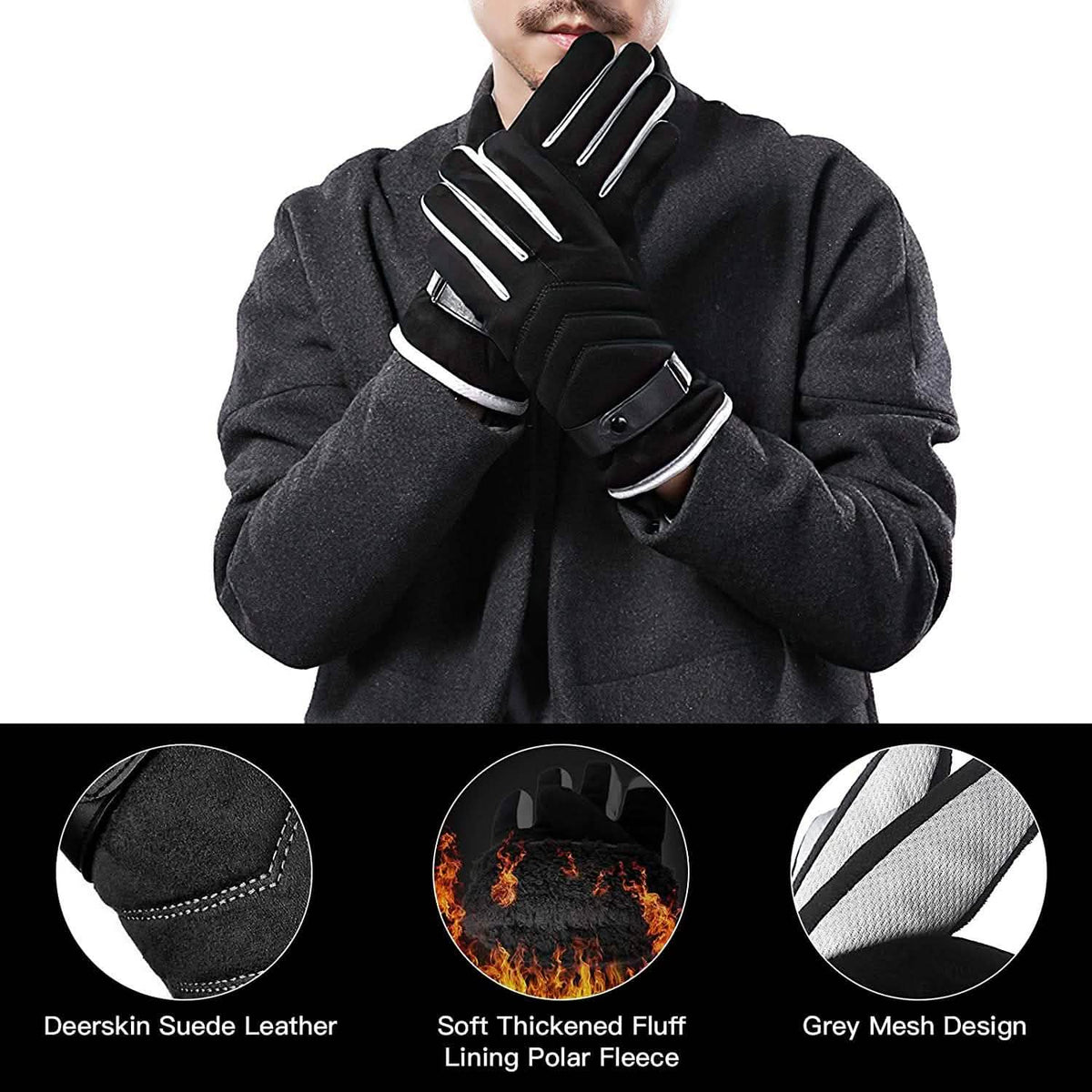Windproof Thermal Gloves for Cold Weather Anti-Slip Gloves Outdoor Recreation - Tophatter Daily Deals